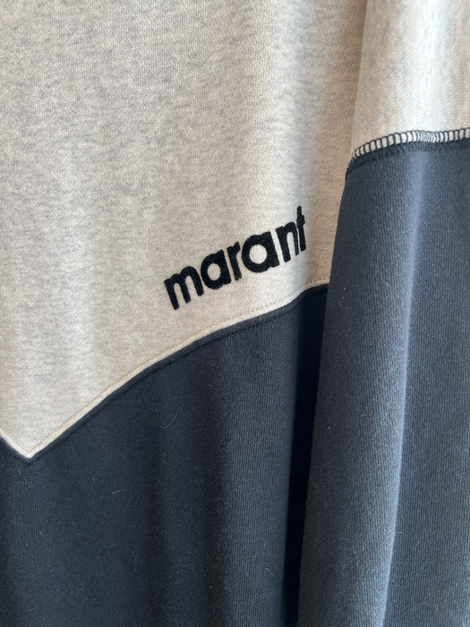 Isabel Marant Etoile Size 38 Grey & Navy Cotton Blend Wide Round Neck Dress