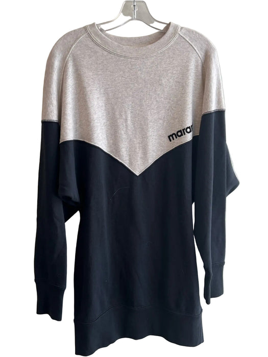 Isabel Marant Etoile Size 38 Grey & Navy Cotton Blend Wide Round Neck Dress