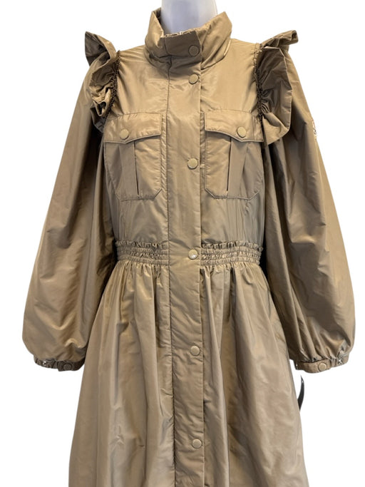Moncler Size 1/S Khaki Beige Polyamide Goose Down Puffer Elastic Waist Coat Khaki Beige / 1/S