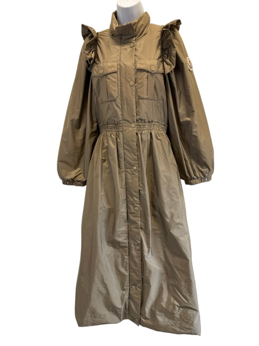 Moncler Size 1/S Khaki Beige Polyamide Goose Down Puffer Elastic Waist Coat Khaki Beige / 1/S