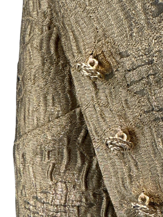 Oscar de la Renta Size 8 Gold Silk & Viscose Metallic Textured Trouser Pant Set Gold / 8