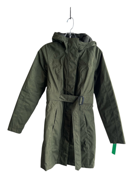 The North Face Size XS Forest Green Polyester Knee Length Zip Front Coat Forest Green / XS