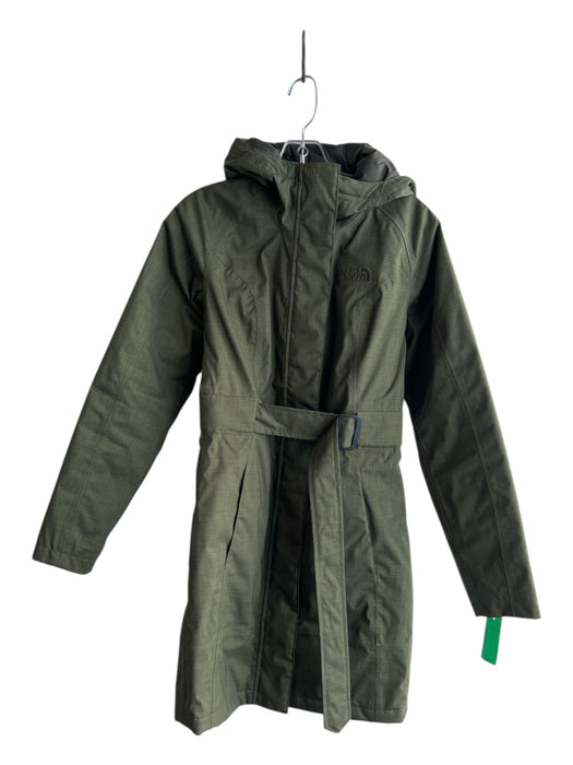 The North Face Size XS Forest Green Polyester Knee Length Zip Front Coat Forest Green / XS