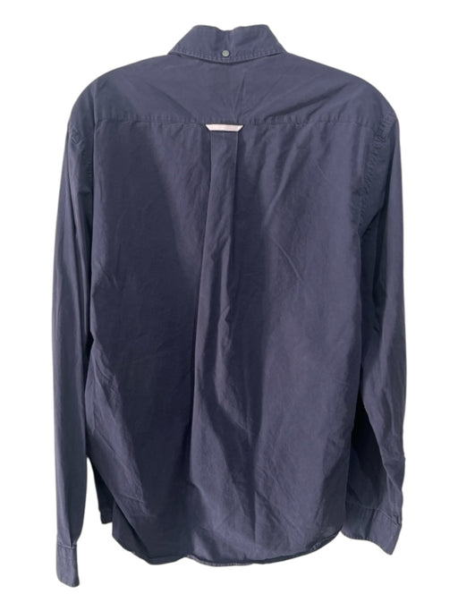 Acne Studio Size 48 Navy Blue Cotton Solid Button Down Men's Long Sleeve Shirt Navy Blue / 48