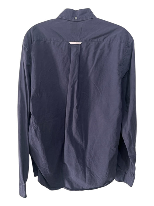 Acne Studio Size 48 Navy Blue Cotton Solid Button Down Men's Long Sleeve Shirt Navy Blue / 48