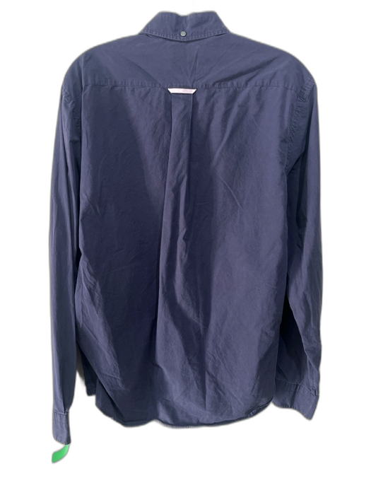 Acne Studio Size 48 Navy Blue Cotton Solid Button Down Men's Long Sleeve Shirt Navy Blue / 48