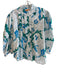 Oliphant Size XL Blue 100% Cotton Ruffle Neck Button Down Floral Button Down Top Blue / XL