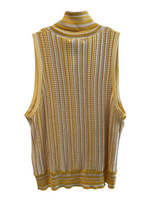 Ramy Brook Size XXL Yellow Cotton Blend Knit Vertical Stripes Turtleneck Top Yellow / XXL