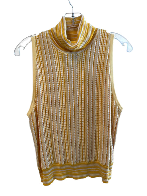 Ramy Brook Size XXL Yellow Cotton Blend Knit Vertical Stripes Turtleneck Top Yellow / XXL