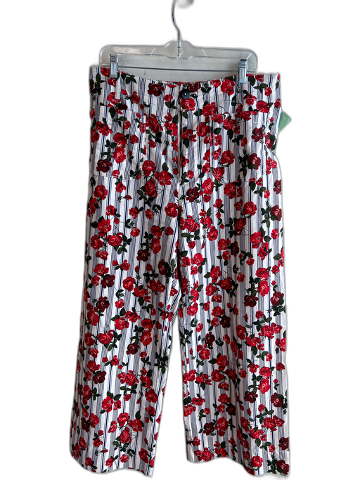 Maeve Size 31 White & Red No Fabric Tag High Rise Floral & Stripe Print Pants White & Red / 31