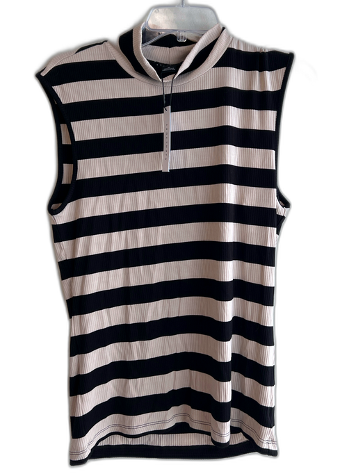 Sanctuary Size XL Cream & White Rayon Sleeveless Striped turtle neck Top Cream & White / XL