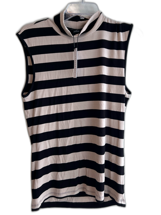 Sanctuary Size XL Cream & White Rayon Sleeveless Striped turtle neck Top Cream & White / XL