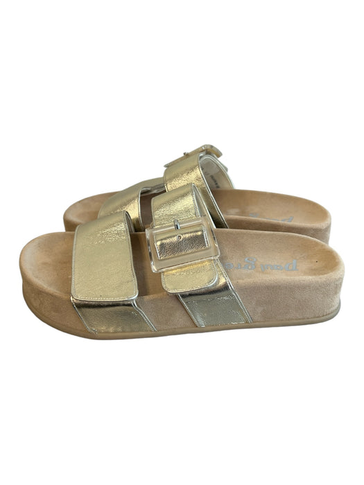 Paul Green Shoe Size 11 Gold Suede Platform Buckle Detail Metallic Shoes Gold / 11