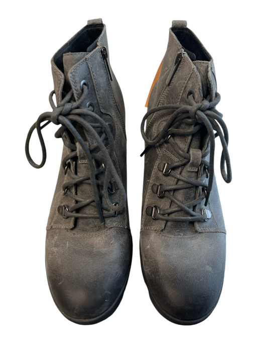 Sorel Shoe Size 9 Gray Leather Waterproof Laces Side Zip Wedge Booties Gray / 9