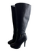 Saks Fifth Avenue Shoe Size 6 Black Leather Almond Toe Knee High High Heel Boots Black / 6