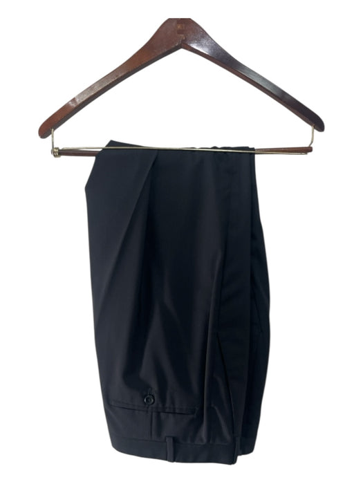 Armani Black Wool Striped 2 Button Men's Suit Black / 44