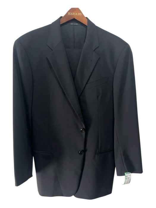 Armani Black Wool Striped 2 Button Men's Suit Black / 44