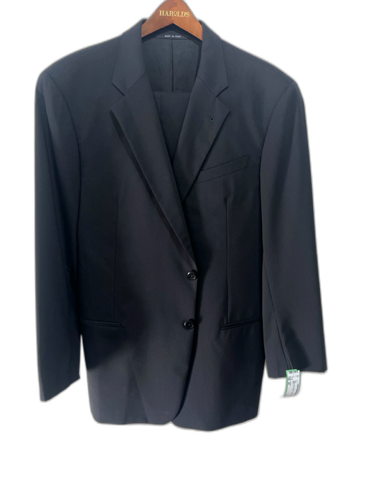 Armani Black Wool Striped 2 Button Men's Suit Black / 44