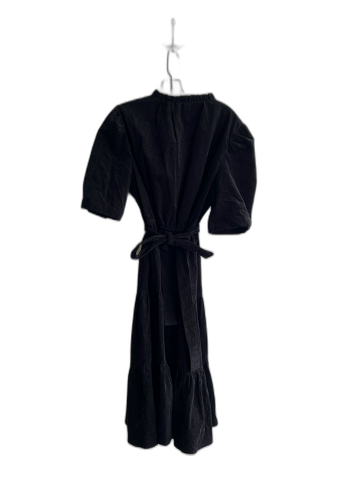 Draper James Size L Black Cotton Blend V Neck Crushed Velvet Maxi Tiered Dress Black / L