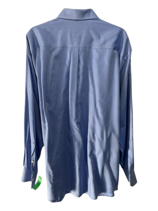 Peter Millar Size XXL Blue & White Cotton Micro Button Up Long Sleeve Shirt Blue & White / XXL