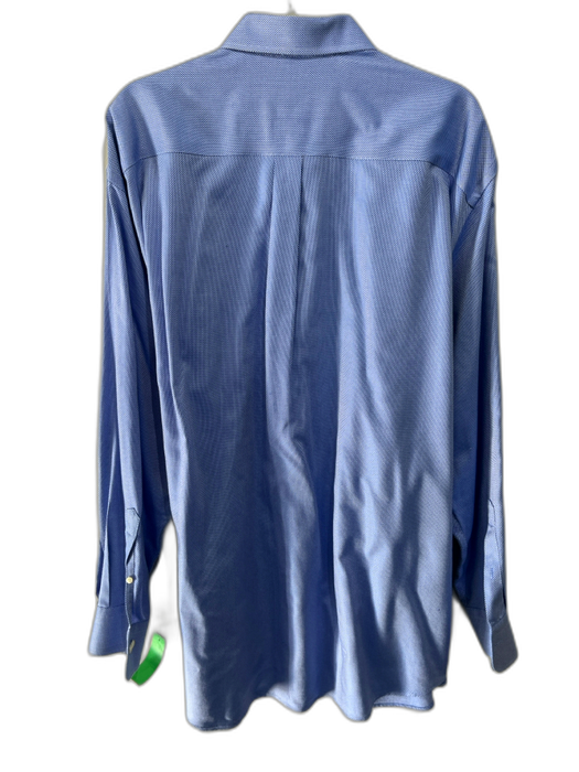 Peter Millar Size XXL Blue & White Cotton Micro Button Up Long Sleeve Shirt Blue & White / XXL