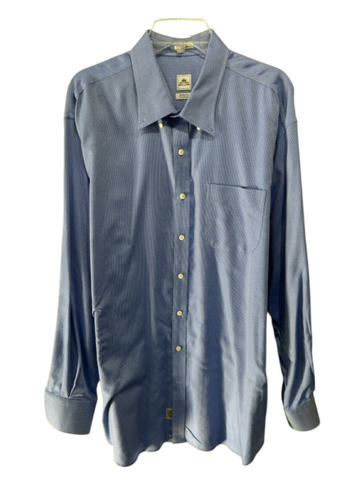Peter Millar Size XXL Blue & White Cotton Micro Button Up Long Sleeve Shirt Blue & White / XXL
