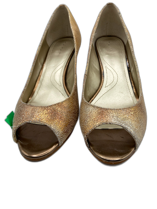 Tahari Shoe Size 7.5 Gold Leather Cracked leather Wedge Pumps Gold / 7.5