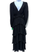 ASTR Size M Black Polyester Tiered Long Sleeve Open Back Metallic Detail Dress Black / M