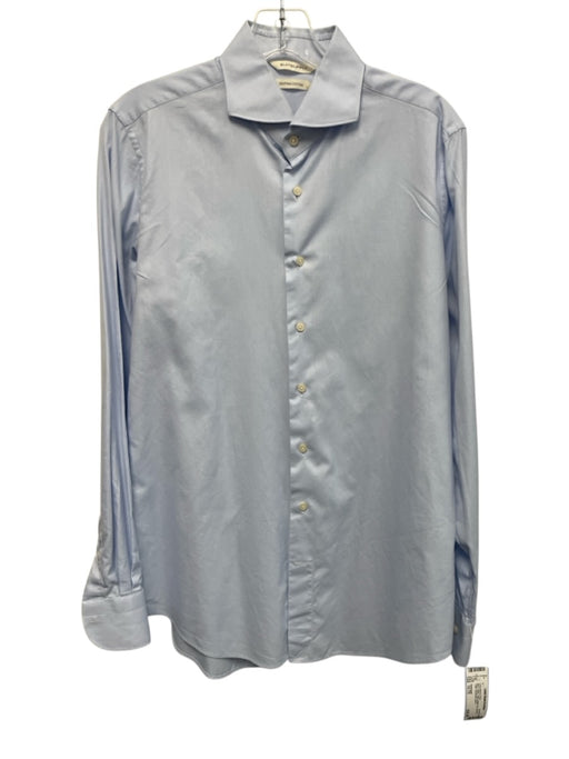Suitsupply Size 15.75 Blue Cotton Solid Button Up Men's Long Sleeve Shirt Blue / 15.75
