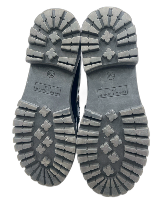 Marc Fisher Shoe Size 7.5 Black Leather Chunk Heel Tassles Patent Loafers Black / 7.5