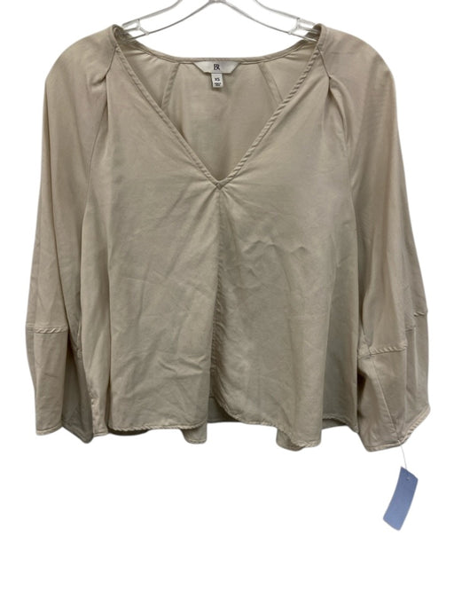 BR Size XS Beige Cream Lycocell & Cotton 3/4 Sleeve V Neck Top Beige Cream / XS
