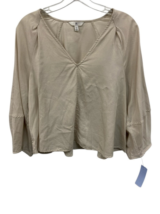 BR Size XS Beige Cream Lycocell & Cotton 3/4 Sleeve V Neck Top Beige Cream / XS