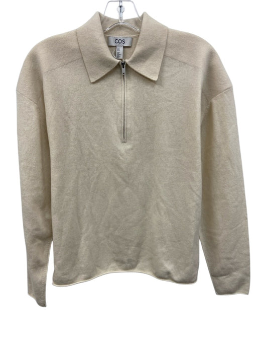 COS Size XS Cream Wool & Yak Long Sleeve 1/4 Zip Collar Pullover Sweater Cream / XS