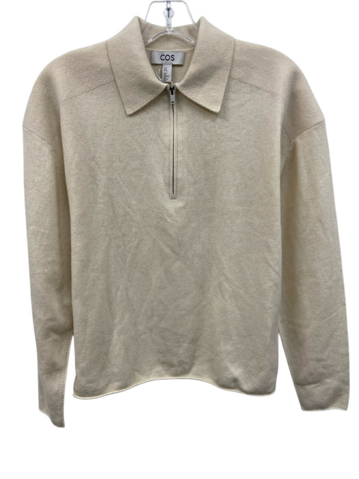 COS Size XS Cream Wool & Yak Long Sleeve 1/4 Zip Collar Pullover Sweater Cream / XS