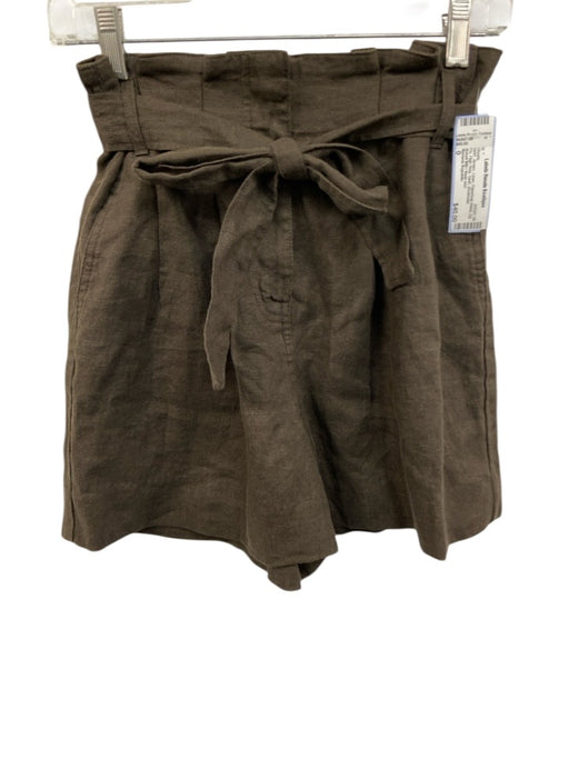 Banana Republic Size 0 Brown Linen Paperbag Waist Zip Fly High Rise Sash Shorts Brown / 0