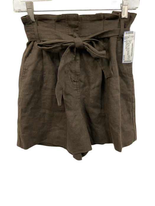 Banana Republic Size 0 Brown Linen Paperbag Waist Zip Fly High Rise Sash Shorts Brown / 0