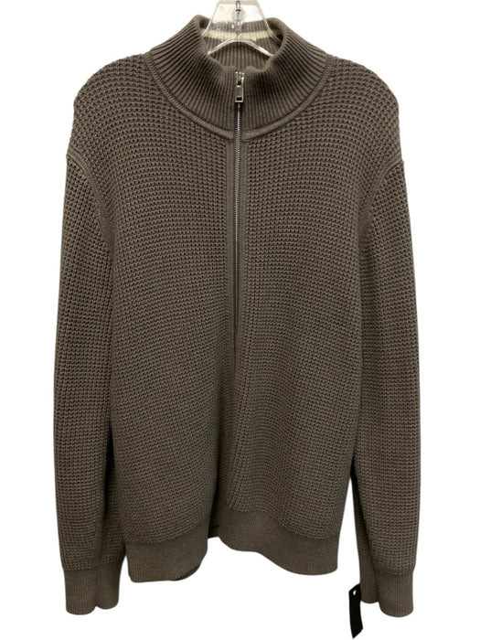 Theory Size M Gray Cotton Knit Zip UP Men's Sweater Gray / M