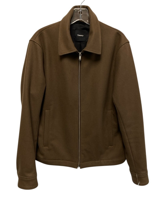 Theory Size M Dark Brown Wool Blend Solid Zip UP Men's Jacket Dark Brown / M