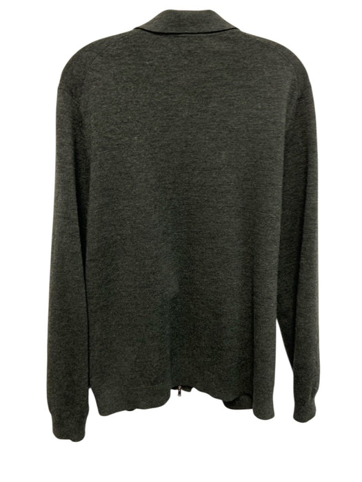Theory Size M Green Wool Blend Heathered Zip Up Men's Sweater Green / M