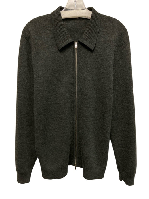 Theory Size M Green Wool Blend Heathered Zip Up Men's Sweater Green / M