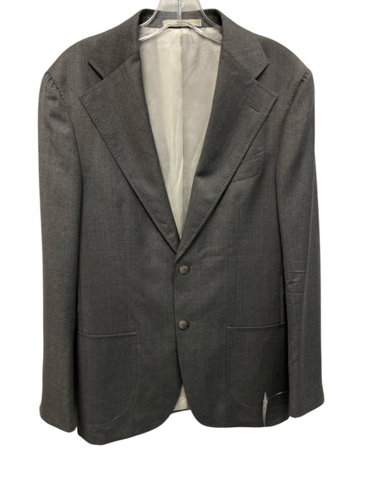Suit Supply Gray Wool Blend Solid Patch Pocket 2 Button Men's Blazer Gray / 46