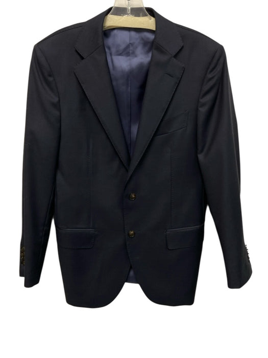 Suit Supply Navy Blue Wool Blend Solid Patch Pocket 2 Button Men's Blazer Navy Blue / 38