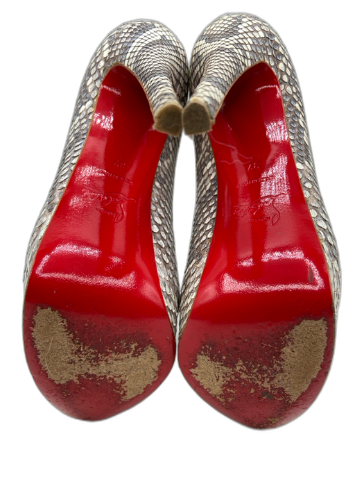 Christian Louboutin Shoe Size 37 Gray & White Snake Leather Platform Pumps Gray & White / 37