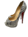 Christian Louboutin Shoe Size 37 Gray & White Snake Leather Platform Pumps Gray & White / 37