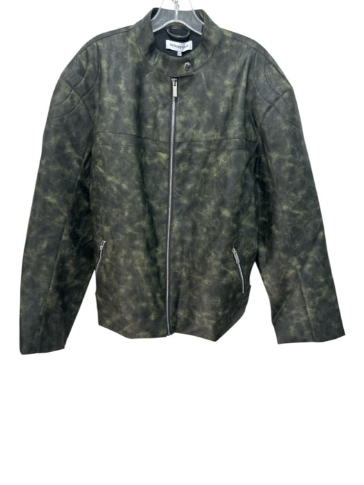 WeWoreWhat Size S Brown & Black Polyurethane Zip Front Zip Pockets Jacket Brown & Black / S