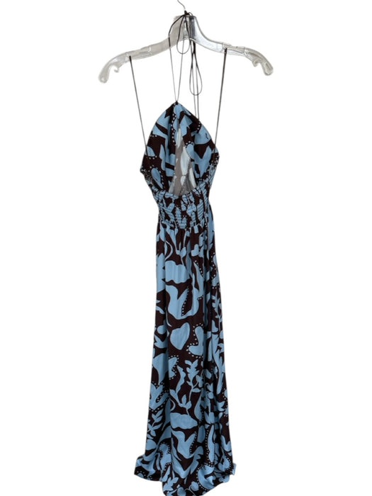 La Ligne Size S Brown & Blue Abstract Halter Neck Maxi Dress Brown & Blue / S