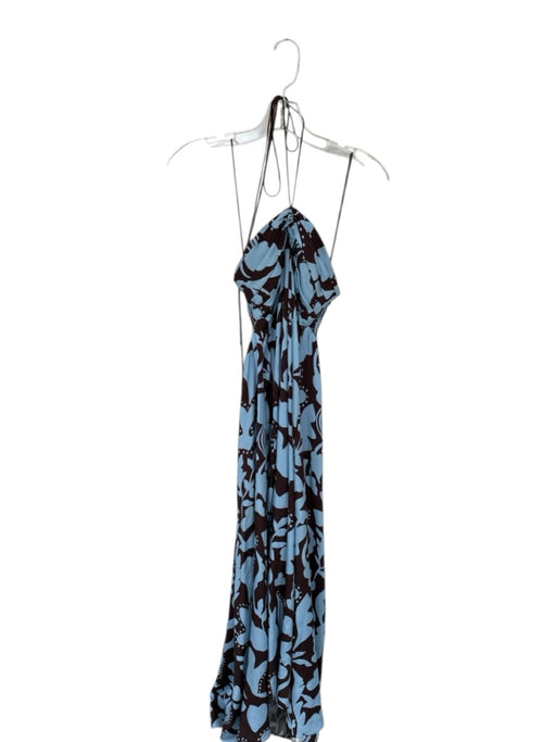La Ligne Size S Brown & Blue Abstract Halter Neck Maxi Dress Brown & Blue / S