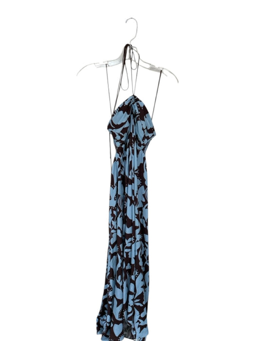 La Ligne Size S Brown & Blue Abstract Halter Neck Maxi Dress Brown & Blue / S