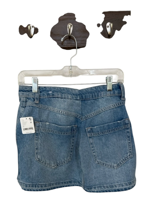 Free People Size 27 Light Wash Cotton Asymetric Button Pockets Mini Skort Light Wash / 27
