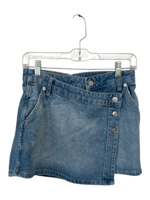 Free People Size 27 Light Wash Cotton Asymetric Button Pockets Mini Skort Light Wash / 27
